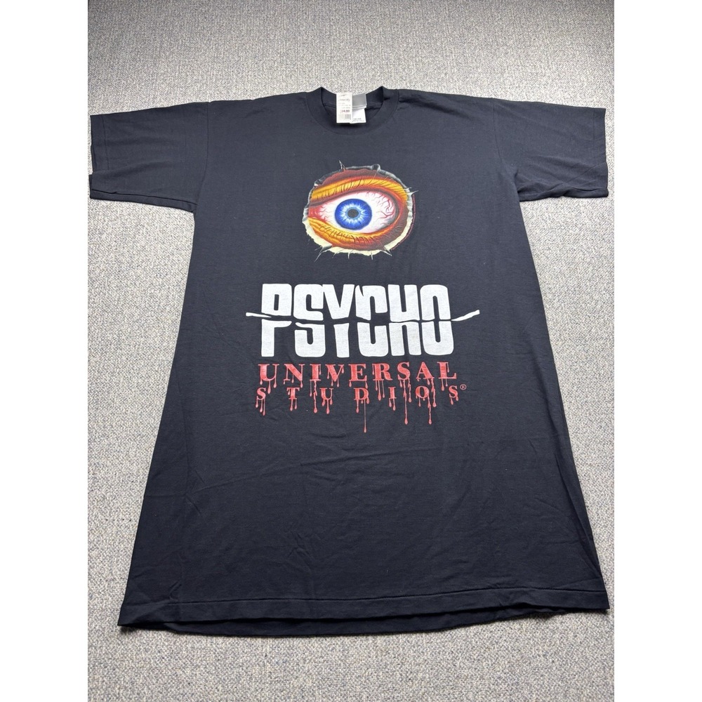 Vintage Universal Studios Psycho‎ Horror Movie T-Shirt Eye Graphic Made USA